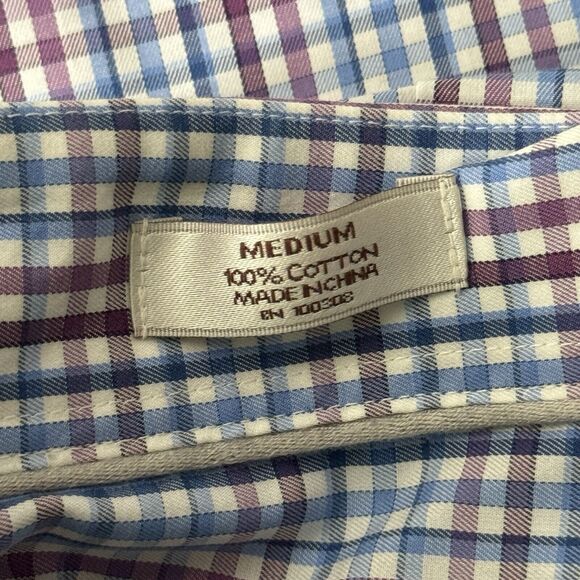 Peter Millar Shirt Men Medium Blue Purple Plaid Button Down Preppy Career Casual - Picture 7 of 9